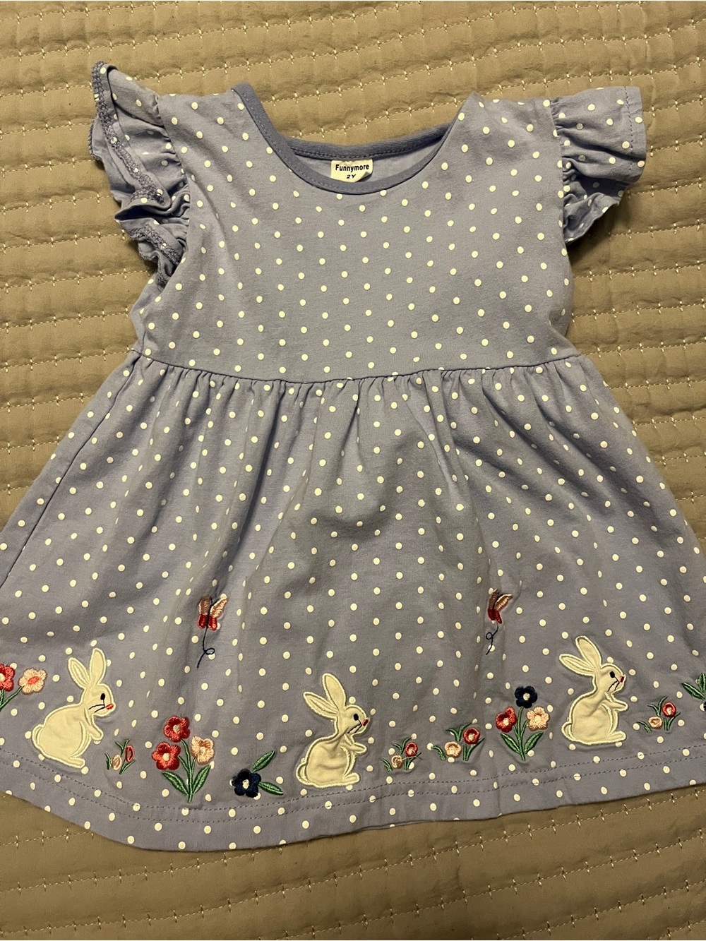 Lavender Polka Dot Bunny Dress for Girls
